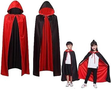 AIXIMA Capes d'halloween Enfant,Cape De Vampire Enfant,Noir Rouge Réversible Cape,Garçon Fille Cape à Capuche Halloween,Enfant Capes de Cosplay Costumes (90CM)