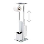 Bamodi Toilet Paper Stand with Toilet Brush and Roll Holder - Free Standing Storage for Small Bathroom Organization - Modern Design - Stand Up Toilet Paper Holder - White, 68Hx19.5Lx16W cm