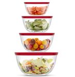 JoyJolt Kitchen Mixing Bowls. 8pc Glass Bowls with Lids Set – Neat Nesting Bowls. Large Mixing Bowl Set Batter Bowl, Cooking Bowls, Storage Bowls with Lids and Big Salad Bowl with BPA-Free Lids