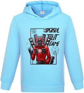 Kiamseay Girls Jumper Boys Hoodie Unisex Kids Cotton Sweatshirts for 3-13 Years, Light Blue, 9-10 Years