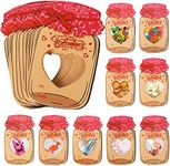 POPGIFTU 50 Kraft Paper Candy Jar Valentine Cards Set Personalization Kid's Valentine Cards, Valentine Exchange Cards for School Class Classroom Valentines (Candy Not Included)