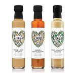 Lucy’s Dressings – Mixed Vegan Dressings Bundle - Vegan Miso & Garlic, Ginger & Sesame and Classic Vinaigrette – 3 x 250ml