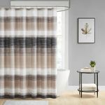 Madison Park Essentials Shower Curtain, Watercolor Print Multi Taupe Shower Curtain for Bath Room, Modern Bathroom Décor, Machine Washable, Microfiber Fabric Shower Curtain, Saben, 72x72 Taupe/Black