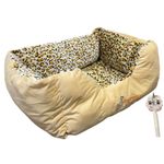 Petnap Heated Pet Bed Small sized heated pet cat dog bed with leopard print design