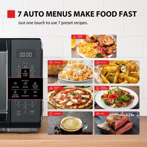 Toshiba 23L Black Mirror Microwave Oven – 900W, Digital Display, Auto Defrost