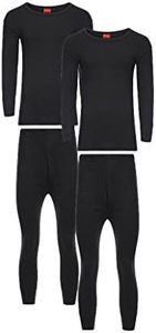 Heatwave® Pack of 2 Men's Extreme Thermal Underwear Set, Long Sleeve Top & Long Johns Set, Winter Thermals, Large Black