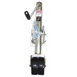 1,500 lbs. Capacity RAM sidewind Bolt-on Swivel Trailer Jack zinc Coated with Dual 6" casters.