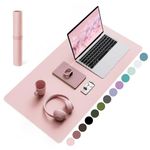 YSAGi Non-Slip Desk Pad,Mouse Pad,Waterproof PVC Leather Desk Table Protector,Ultra Thin Large Desk Blotter, Easy Clean Laptop Desk Writing Mat for Office Work/Home/Decor (Pink, 31.5" x 15.7")