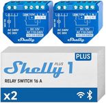 Shelly Plus 1 | WiFi & Bluetooth Smart Relay Switch | Home Automation | Alexa & Google Home Compatible | iOS Android App No Hub Required Lighting Control DIY Remote Control Garage Door (2 Pack)