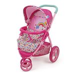 Baby Alive: Doll Jogging Stroller - Pink & Rainbow - Fits Dolls Up to 24", Retractable Canopy, Front Bumper Bar, Swivel Wheels, Safety Harness, Pretend Play for Kids Ages 3+