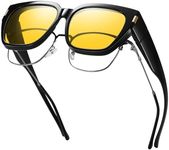 HAOLOTA Night Vision Driving Glasses Fit Over Glasses for Women Men, Anti Glare Polarized Nighttime Yellow Lens