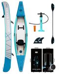 BEYOND MARINA Inflatable Kayak 1 Person Adult - Drop Stitch Single Kayak for Fishing with Aluminum Paddles, Seats, Footrests, Pump, Fins, Pathfinder 12.5ft