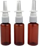 12PCS 30ml 1oz Refillable Amber Plastic Fine Mist Nasal Spray Bottles Atomizers Sprayer Jar Pot Container For Makeup Water Medical Use Perfumes Essential Oils Travel