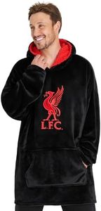 Liverpool F.C. Oversized Hoodie Blanket For Men, Official Football Gifts, Black, One size