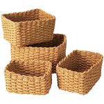 Wicker Basket, Revivoer Set of 4 Small Wicker Hamper for Gifts, Multifunctional Storage Baskets Empty for Bedroom Home Office