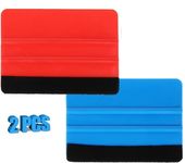 2 Pcs Vinyl Soft Felt Edge Squeegee Scraper, Hand Applicator Car Window Tint Scraper Tool,Blue Red Card Felt Squeegee for Car Vinyl Wrapping Decal Window Tinting Film