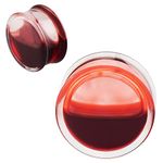 Longbeauty 2Pcs Acrylic Red Liquid Blood Double Flare Ear Plugs Tunnels Gauge 0g