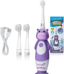 Brush-Baby WildOnes Kids Electric Rechargeable Toothbrush Hippo, 1 Handle, 3 Brush Head, USB Charging Cable, for Ages 0-10 (Hippo)