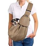 SlowTon Pet Carrier, Dog Cat Hand Free Sling Waterproof Shoulder Bag Adjustable Padded Shoulder Strap Tote Bag with Front Pocket Safety Belt Travel Puppy Carrier for Dogs Cats Walking Daily Use