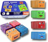 Kiddie Galaxia® Smiley Face Emoji Cube Face Changing Game for Kids Face Expression Matching Block Puzzle Toy with Bell Preschool Educational Learning Memory Building Board Games