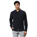 Thomas Scott Men's Solid Slim Fit Shirt (TS1132_Navy S)