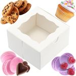 BAKELUV 4x4x2.5 Small Bakery Boxes with Window | White, 12 PCS | Macaron Boxes, Mini Cake Boxes, Small Cookie Boxes for Gift Giving, Small Treat Boxes, Single Cookie Box, Small Pastry Boxes