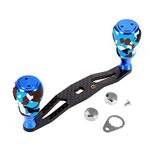 Lixada Carbon Fiber Fishing Reel Handle Baitcasting Trolling Reel Rocker Left Right Fishing Reel Crank Accessory (Blue-No Converter)