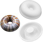 2-Pack 7 inch Round Silicone Donut Mould - Chocolate Mousse Mould - DIY Decorative Baking Tray - Baking Tools Cake Decorating Plate (White)