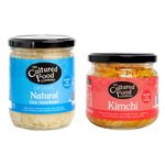 The Cultured Food Company Natural Sauerkraut (400g) & Kimchi (300g) pack - Probiotic-Rich, Gluten-Free Fermented Foods for Digestive Health & Immunity Support - Unpasteurised, Organic Ingredients