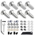 Dadop Anti Theft License Plate Screws, Universal License Plate Screw Caps, Rust Proof Stainless Steel Bolts Fasteners Kit, M6 (1/4") Tamper Proof Screws for Cars Front Rear Frame Holder (Chrome)