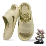 IDEINER Cloud Slides With Massage Women Men Soft Sandals Summer Shoes Quick Dry Pillow Slippers Flip Flops Non-Slip Comfy Thick Sole Cushion EVA Plastic Open Toe Green US 7-7.5 W/5-6 M (GR3738)
