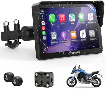 Carpuride W702T PRO 7" Waterproof GPS Navigation Screen for Motorcycle with CarPlay & Android Auto & TPMS & Dual Bluetooth, Music Sharing, Intercom, EQ, Light Sensor, Compass, Barometer