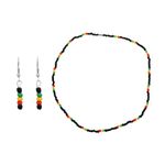 GAUEIOUR 2pcs Jamaican Rasta Necklace and Earring,Bohemian Style Rice Beads Handmade Patchwork Glass Necklace Earrings Set,Accessories for Women and Men