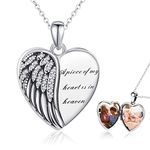 Locket Necklace 925 Sterling Silver Angel Wings Pendant Heart Shaped Locket Necklace That Holds Picture Memorial Jewellery Gifts for Women Girls…