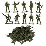 D.A.Y. Republic 50 Piece World War II Plastic Toy Soldiers Traditional Green Army Men, Free Standing in Battle Poses, Kids Military Games Action Figures, Combat Force Model