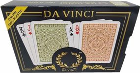 Da Vinci Italian Plastic Playing Cards, 2 Deck Set with Hard Shell Case and 2 Cut Cards (Poker Regular Index)