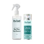 Invisel Hard Water Stain Remover (250ml) + Water Repellent Spray (150ml) Kit | Removes Limescale, Soap Scum & protects for 6 months | For Glass, Tiles, Bathroom, Shower Doors, Taps, Mirrors, Windows