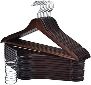 Edergoo Wooden Hangers 20 Pack, Durable and Slim Hangers Wood with Non Slip Pants Bar, Smooth Finish Wooden Suit Hangers, Walnut