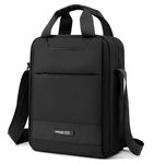 Men's Messenger Bag Nylon Shoulder Bag A4 Business Waterproof Casual Black Crossbody Bag for Work Travel Outdoor, Black