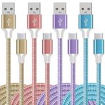 USB Type-C Cable 4-Pack (3+6+6+10ft) Fast Charging Cord, Quick Charging Type C Cable Compatible Samsung Galaxy S22 S21 S20 S9 S8 Plus, LG V30,V20,G6