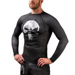 Hayabusa Mens Marvel Hero Elite Long Sleeve Jiu Jitsu Rash Guard - The Punisher, Large Black