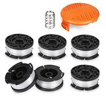 A6481 Line String Trimmer Replacement Spool,30ft 0.065" for Black+Decker String Trimmers, Replacement Auto Feed Spool,Compatible with Black & Decker AF-100(8 Pack(6 Spools+1 Cap+1 Spring))