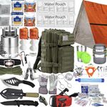 72-Hour Survival Kit | 45L Bug Out Bag | Survival Gear with First Aid, Water Filter, Food, Tools | Camping, Hiking, Outdoor Preparedness Equipment (2 Persons (Elite Kit))