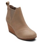 TOMS Desert Tan Leopard Suede Kelsy Bootie 10014153, Taupe Grey Leather/Suede, 8.5