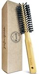 Bamboo Round Hair Brush by RustiK, Soft Bristles, Curl Enhancing, Blow Drying, Styling, Adding Volume/Shine. Woodcrafted For Men and Women.