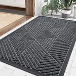 smiry Door Mat, Rubber Dirt Trapper Door Matts Indoor Outdoor, Non Slip Absorbent Mat, Easy Clean Low Profile Doormat, Heavy Duty Floor Mat for Front Door, Entrance and Kitchen, 43 x 76 cm, Grey