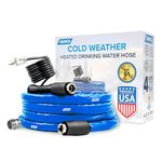 Camco 12-Foot Heated Drinking Water Hose | Features Water Line Freeze Protection Down to -20F/-28C, an Energy-Saving Thermostat, and Includes Adapter for Connection to Either End of Hose (22910)