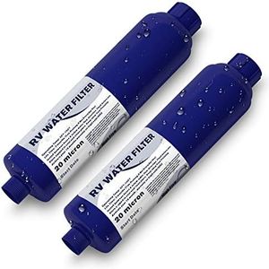 PAULINN RV Camper Inline Water Filter, 2 Packs Marine Garden Camping Water Hose KDF Filter Accessories for Boat Trailer Motorhome Gardening Planting Car Washing, Reduces Chlorine, Bad Taste & Odor