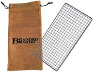 Branded Boards Portable Bushcraft Stainless BBQ Large Cooking Grill Grate & Burlap Hemp Drawstring Bag. Camping, Campfires, Backpacking, Hunting & Fishing. (Large Grill & Bag ONLY)