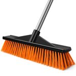 Newthinking Yard Broom Outdoor Heavy Duty, Long Handle Garden Brush with 40cm Wide Brush Head, Large Stiff Broom for Sweeping Your Yard, Garden & Decking